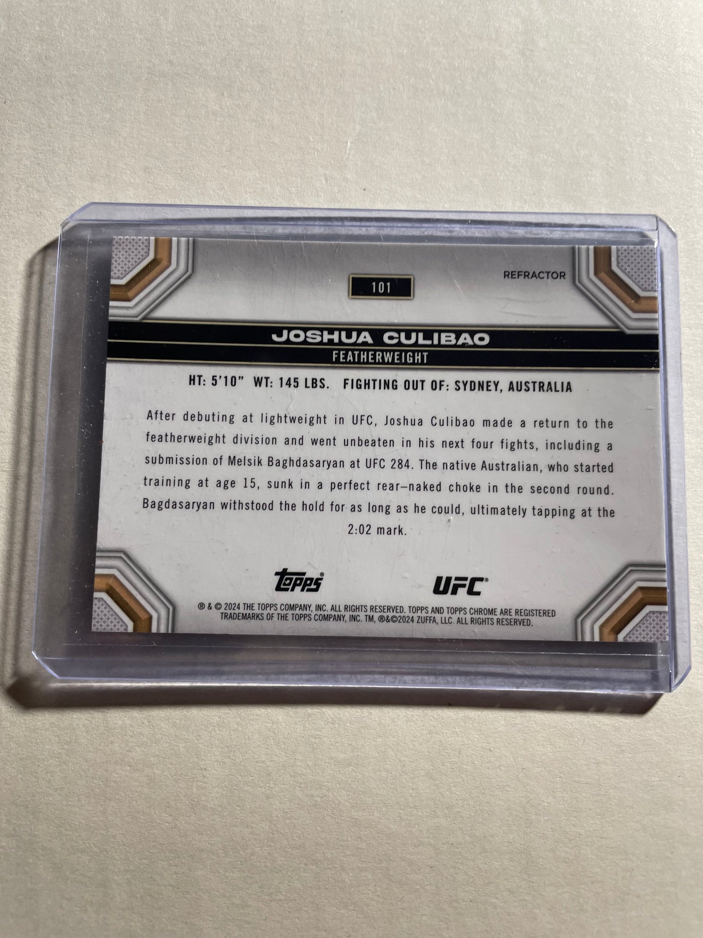 2024 Topps Chrome UFC Joshua Culibao #101 Refractor trading card