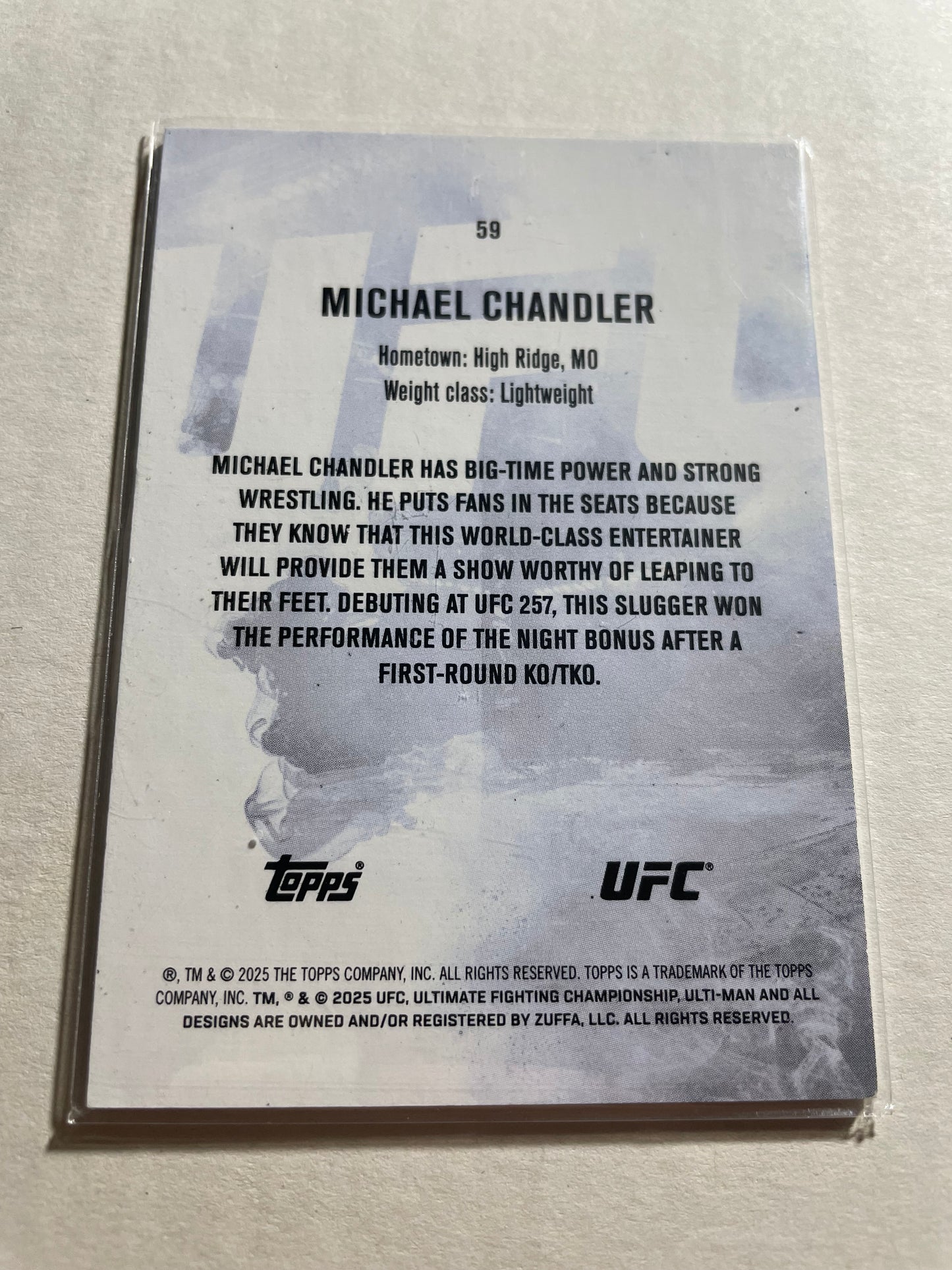 2025 Topps Knockout UFC Michael Chandler card, specifically card number #59