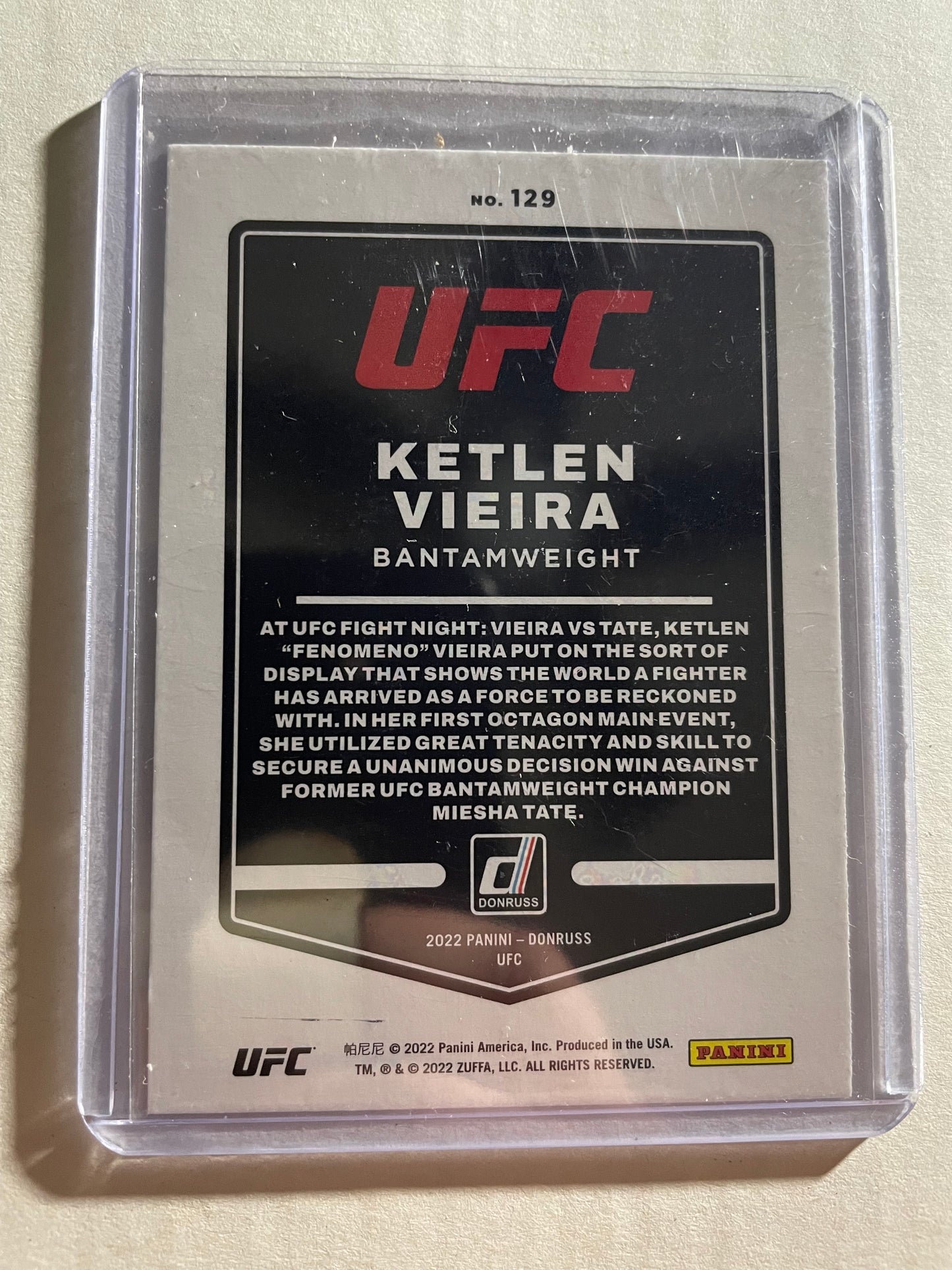 2022 Panini Donruss UFC Ketlen Vieira Purple Laser trading card