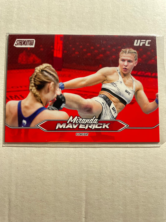 2025 Topps Stadium Club UFC card (#196) featuring fighter Miranda Maverick.