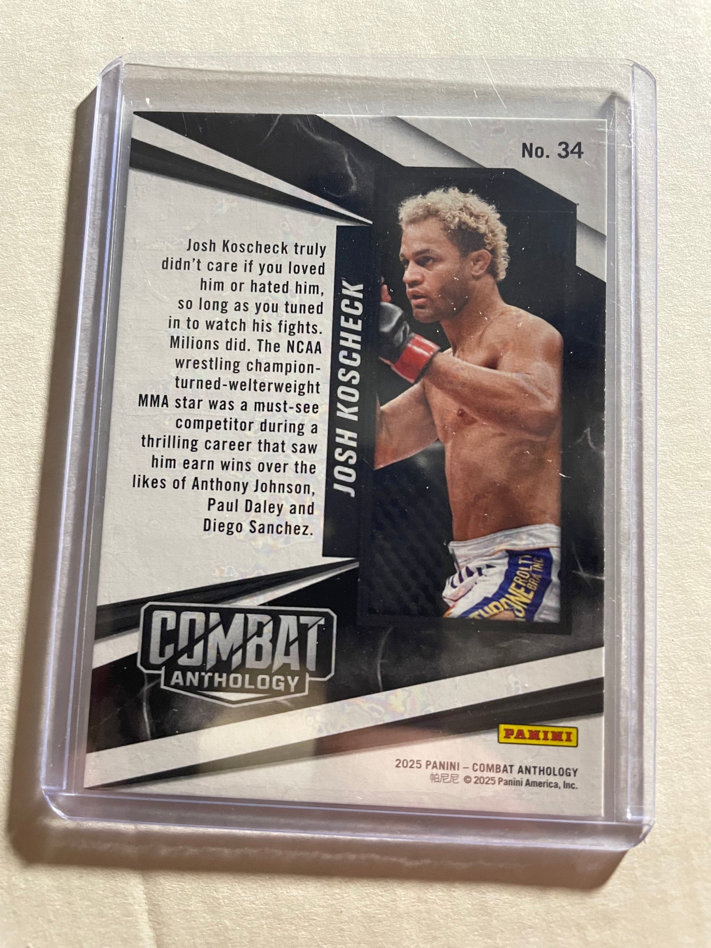 2025 Panini Combat Anthology MMA Stars Signature trading card featuring Josh Koscheck.