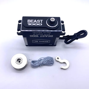 Beast 1000 1/5th Scale Servo Winch with Reefs Spool, Hook, Synthetic Line High Torque High Speed Brushless Winch Servo