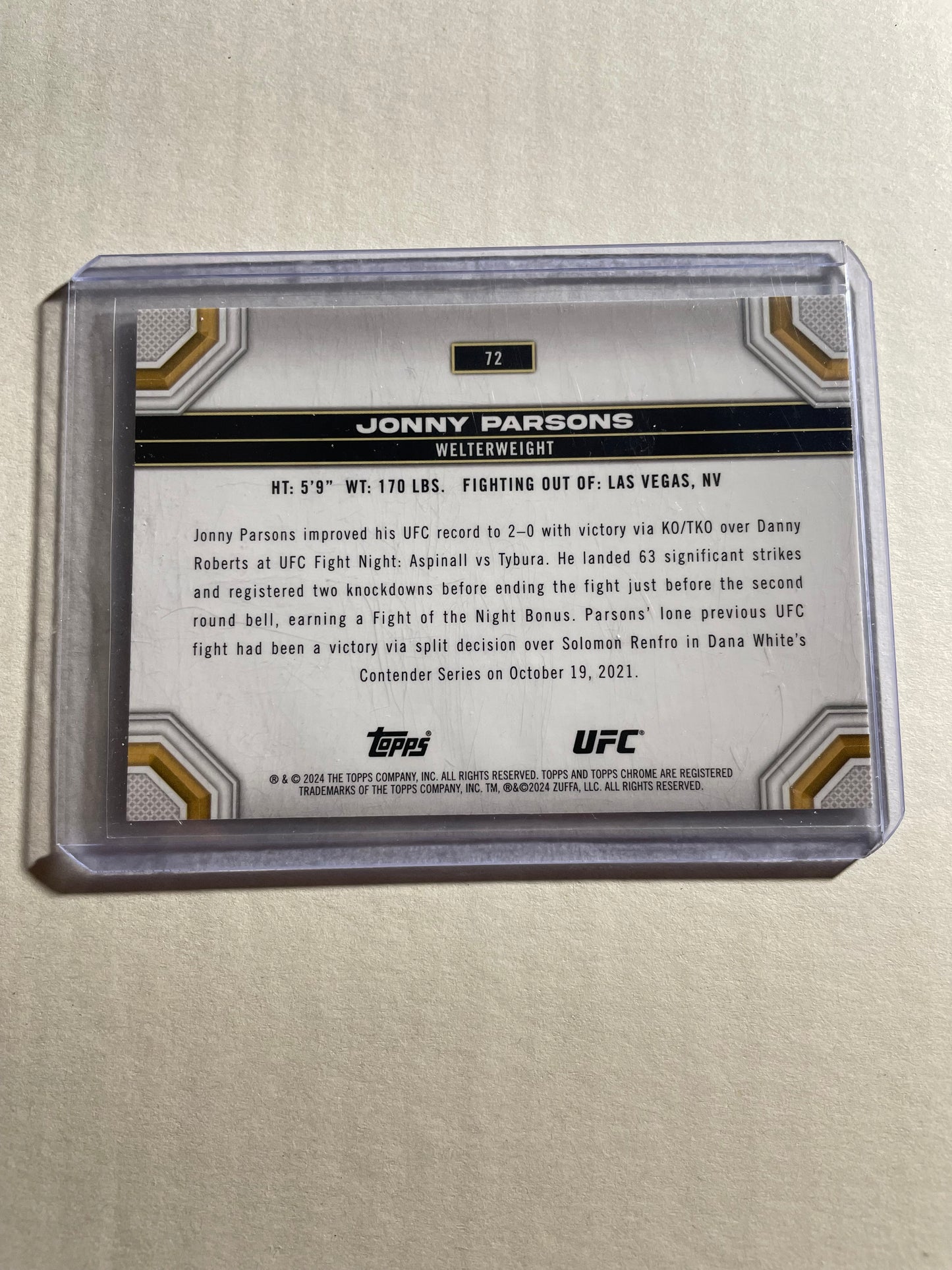 2024 Topps Chrome UFC Jonny Parsons rookie card