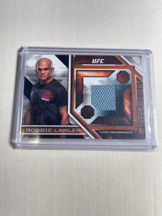 2017 Topps UFC Knockout Fight Mat Relic Card featuring former UFC Welterweight Champion Robbie Lawler numbered 014/130