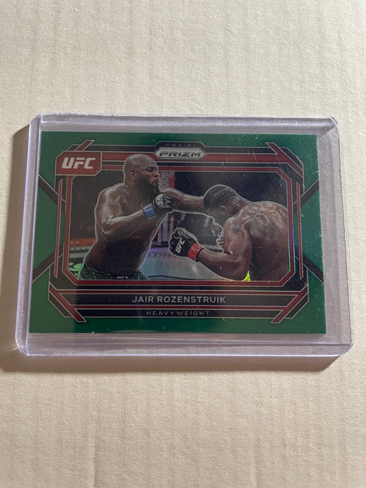 2023 Panini Prizm UFC card featuring Jairzinho Rozenstruik with a distinctive Green Prizm