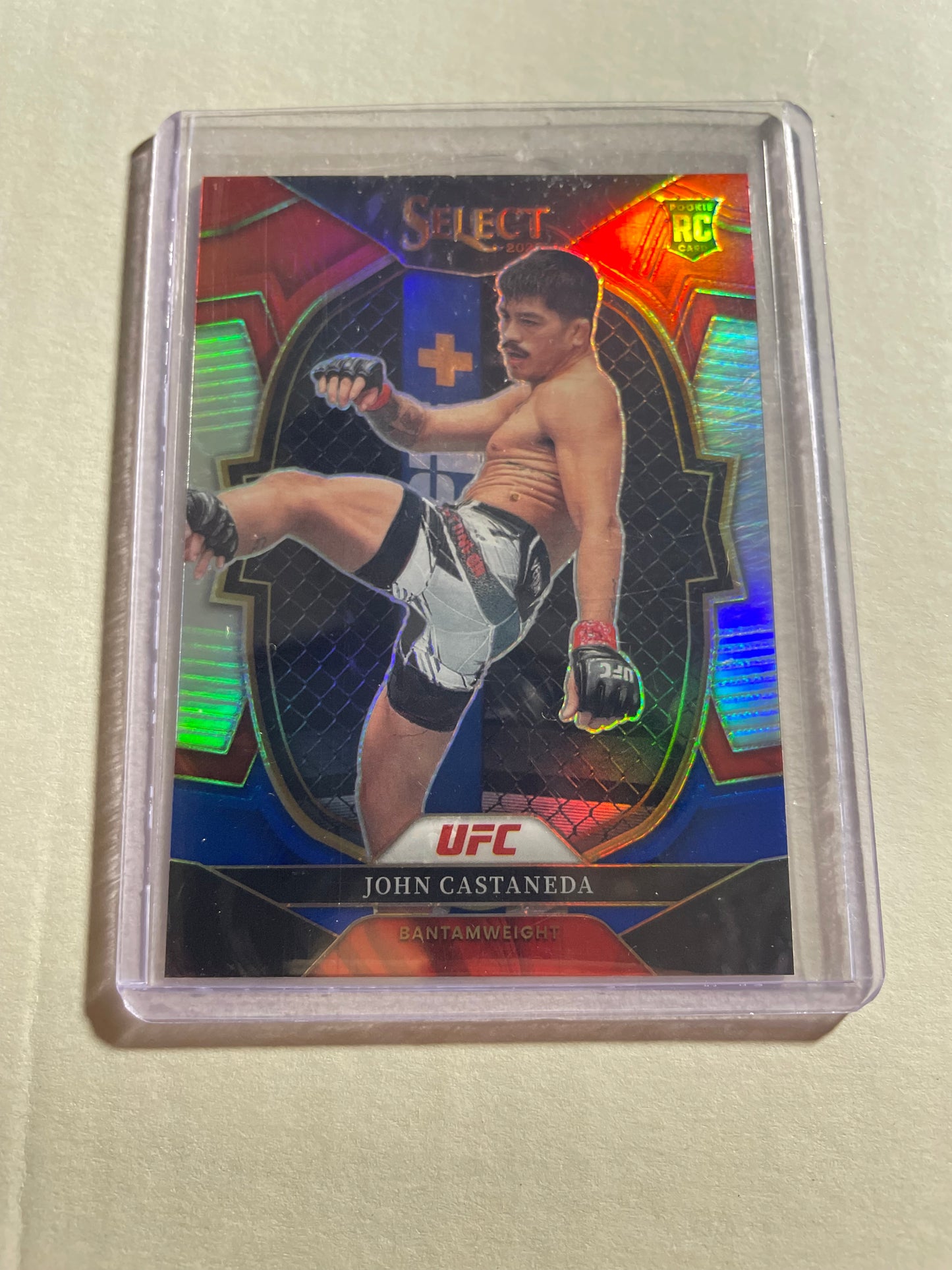 2023 Panini Select UFC trading card featuring fighter John Castaneda.
