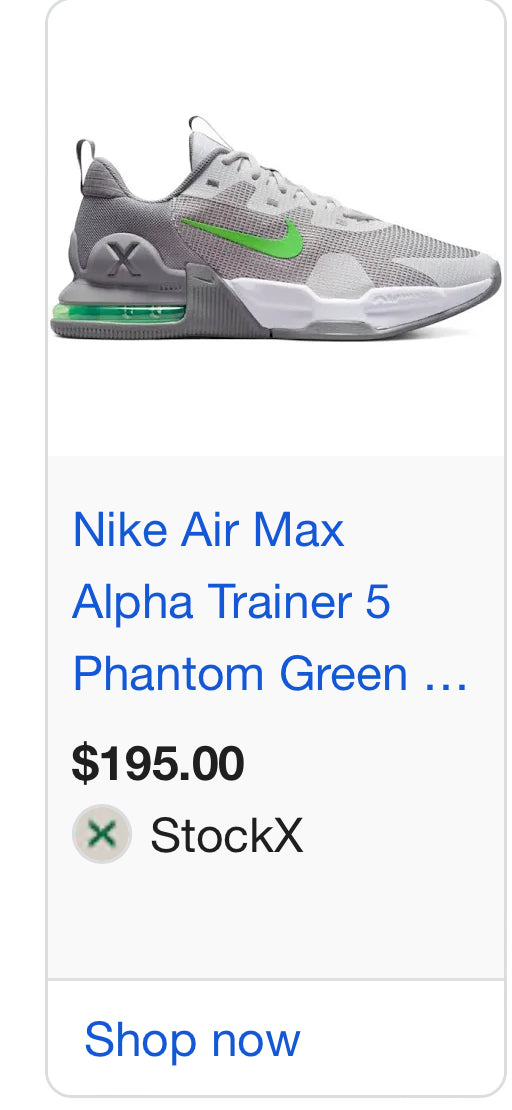 (NEW) 10M Org box No lid!! Nike air max alpha trainer 5 men's workout shoe in a grey and neon green colorway