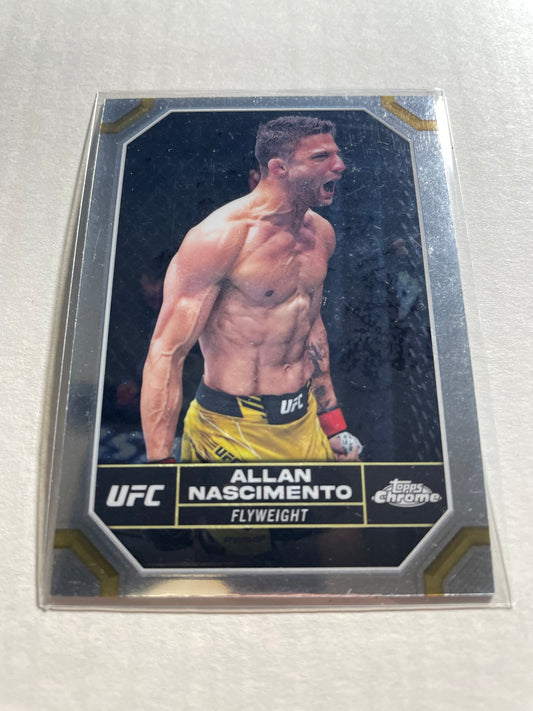 2024 Topps Chrome UFC #13 featuring flyweight fighter Allan Nascimento.