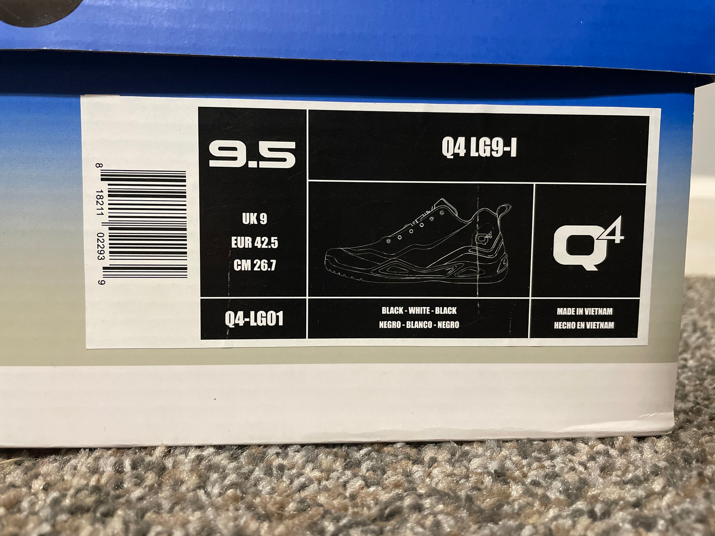 (NEW) 9.5M Q4 Sports LG9-1 MOTOR BLACK Basketball Sneakers