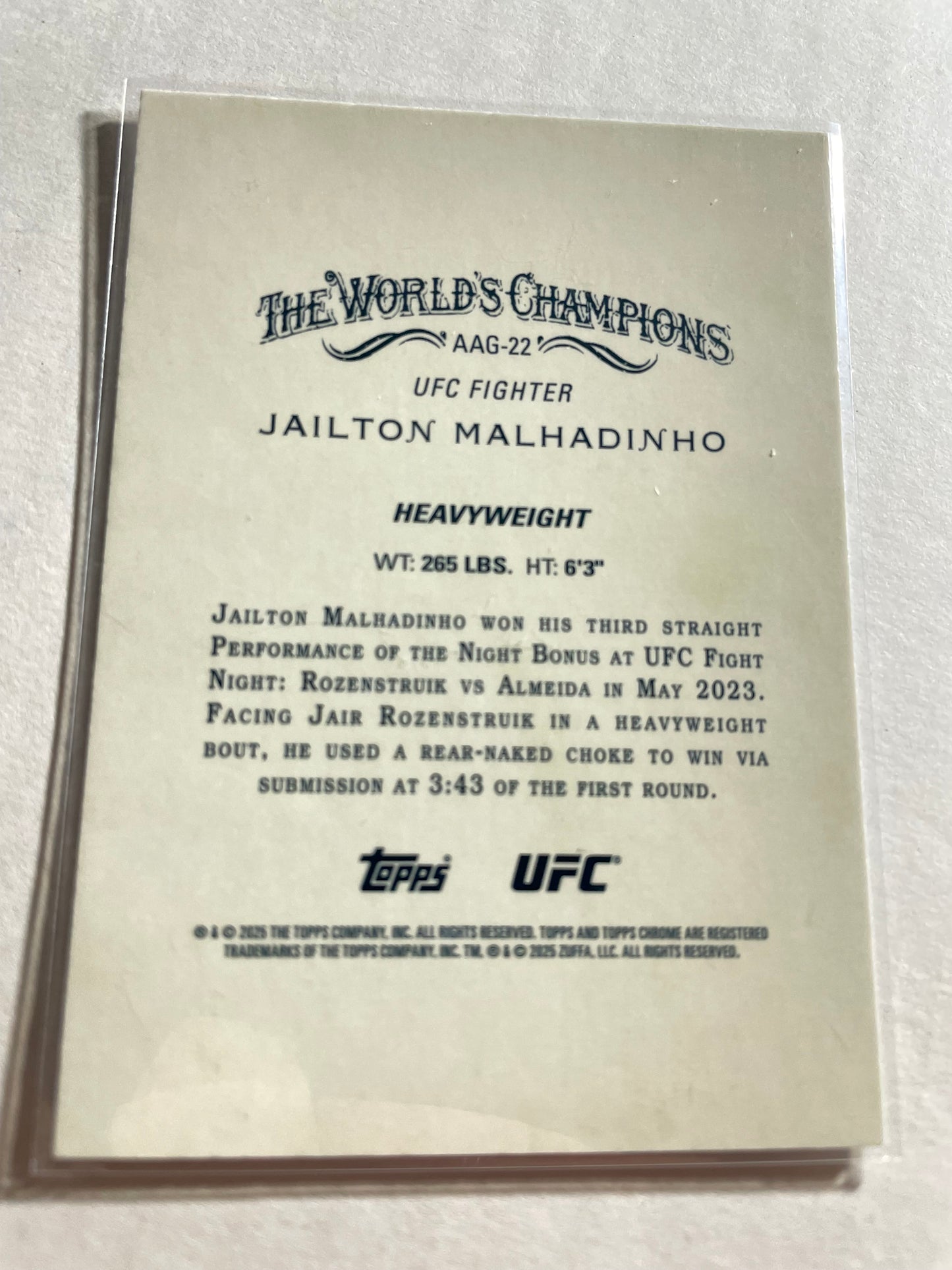 2022 Panini Donruss Optic UFC Cory Sandhagen Blue Velocity #8 card, featuring a distinctive holographic blue finish
