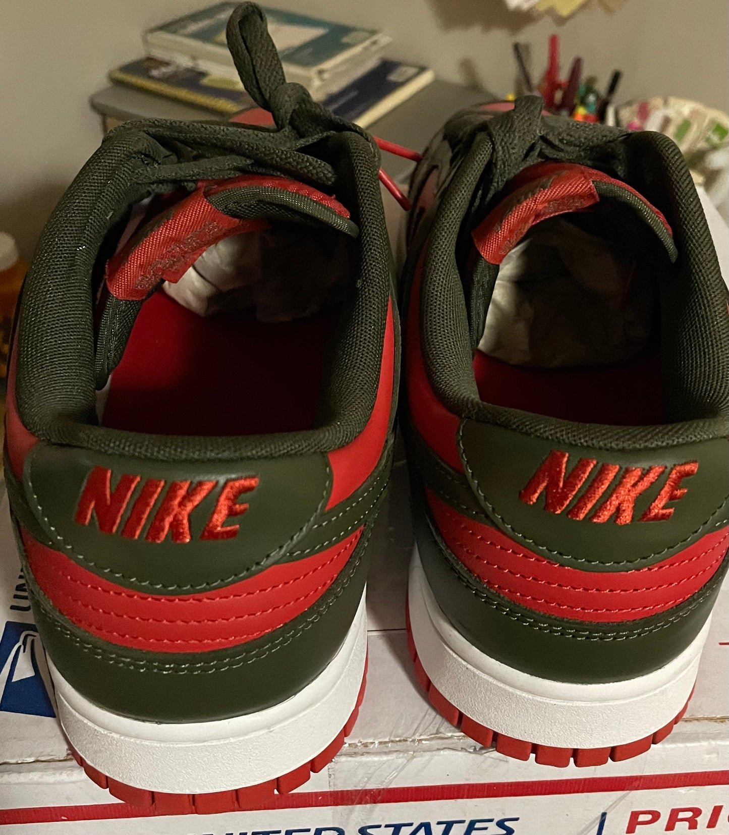 Nike dunk low mystic red cargo khaki Size 13M No Box
