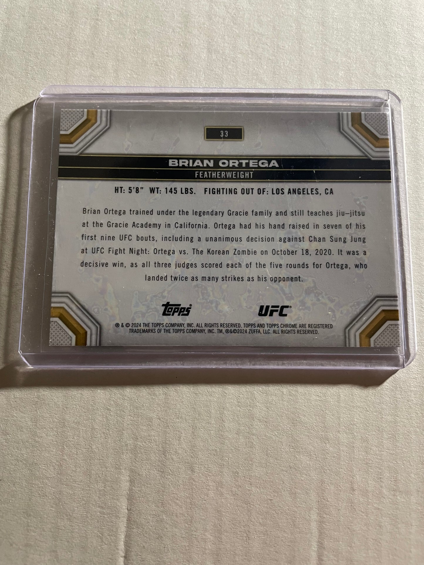 2024 Topps Chrome UFC Brian Ortega Purple Refractor card