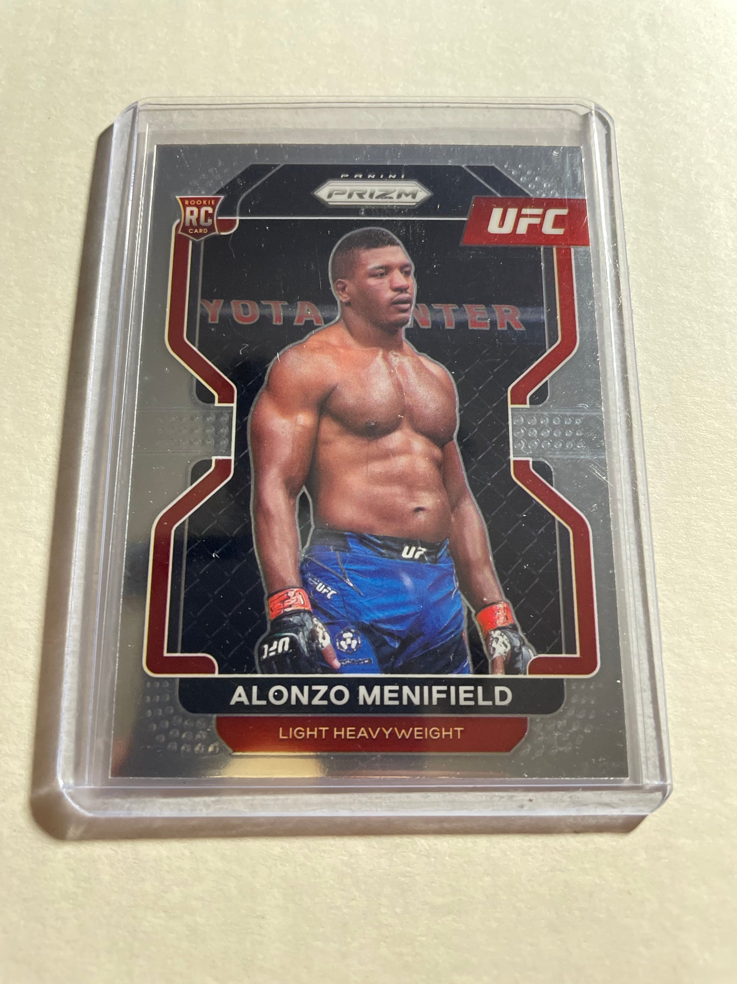 2022 Panini Prizm UFC trading card featuring UFC Light Heavyweight fighter Alonzo Menifield. RC Silver Prizm