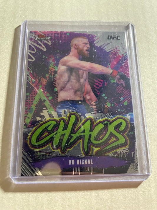2024 Topps Finest UFC Bo Nickal "Chaos" insert (Card #CHA-13).
