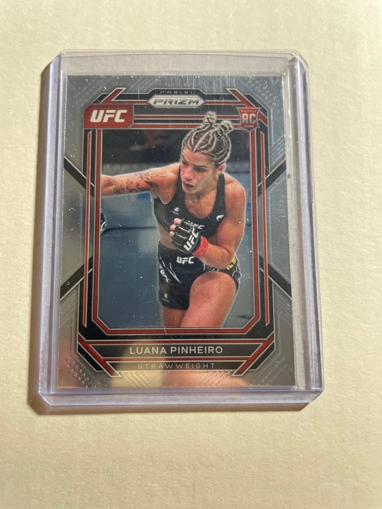 2023 Panini Prizm UFC #170 Luana Pinheiro Rookie Card, featuring a silver holo finish.