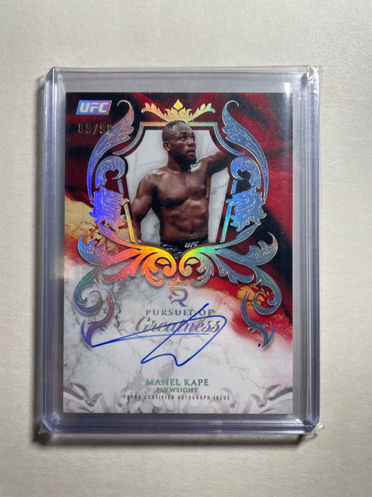 2025 Topps Royalty UFC Pursuit of Greatness Signatures Manel Kape #POG-ME autographed trading card, serial numbered 09/99