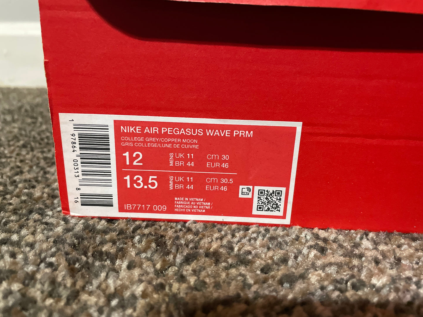 (NEW) Size 12M Nike Air Pegasus wave Premium college Grey Flat Phantom Copper moon