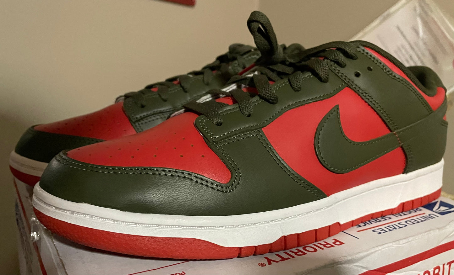 Nike dunk low mystic red cargo khaki Size 13M No Box