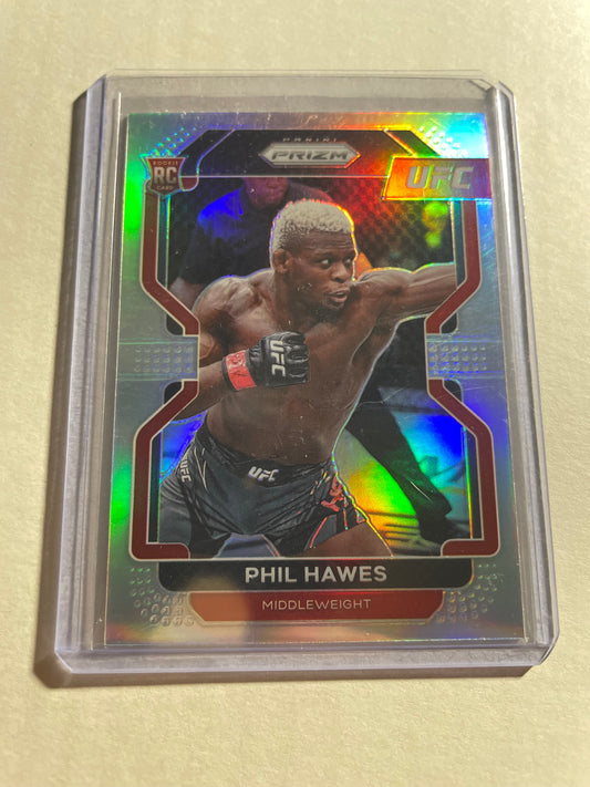2022 Panini Prizm UFC card featuring Phil Hawes (#190).The card is a "Silver Prizm" parallel edition, recognizable by its distinct rainbow metallic finish.