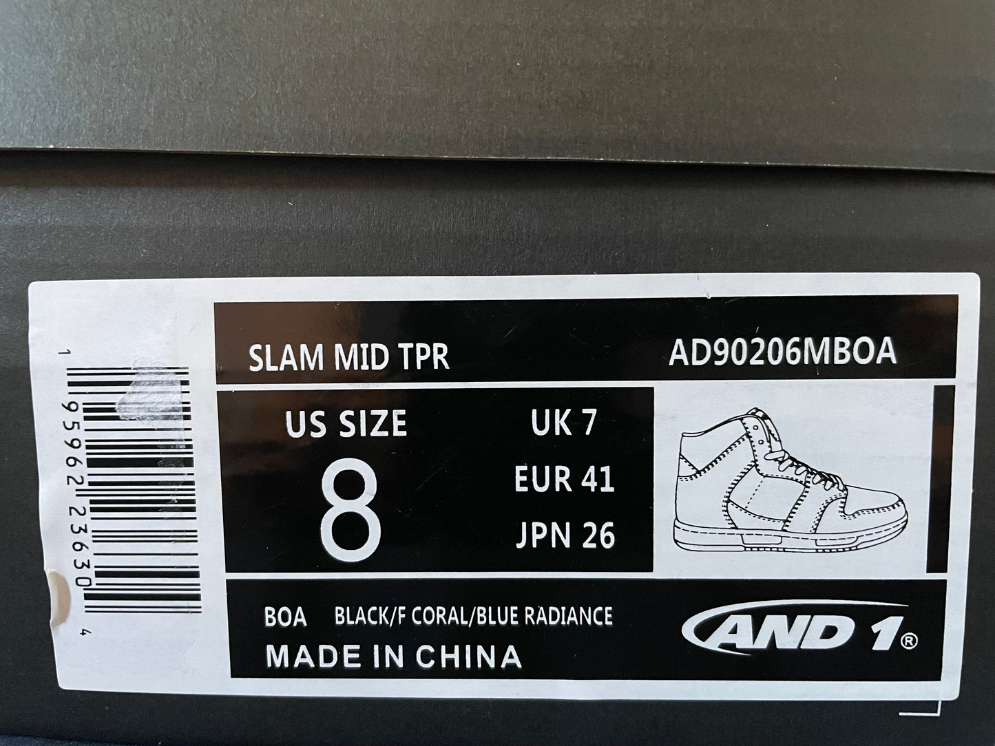 8M New In ORG BOX AND1 Slam Mid TPR Multicolor