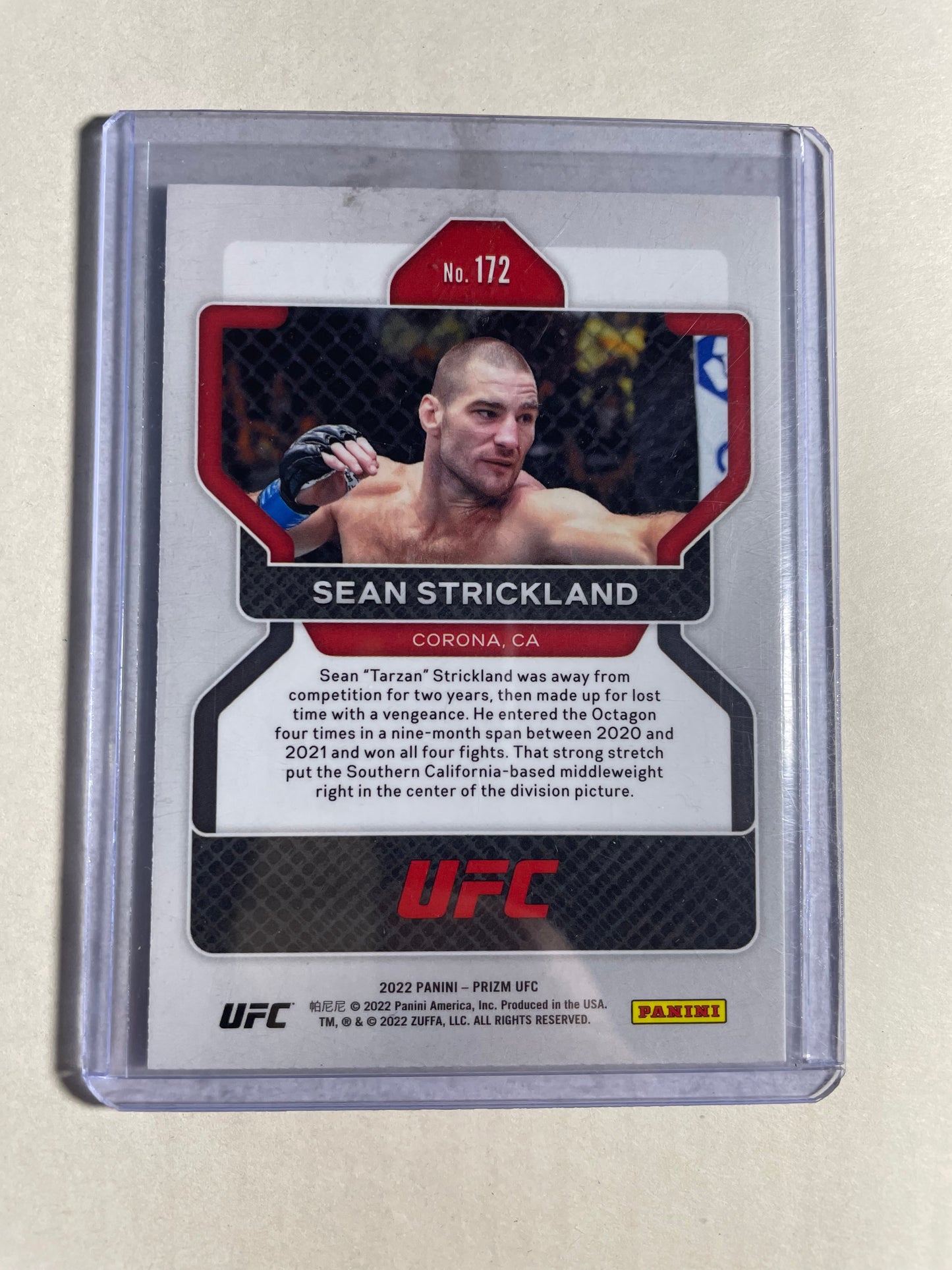 2022 Panini Silver Prizm UFC #172 Sean Strickland rookie card