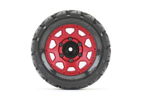 1/10 ST 2.8 EX-Tomahawk Tires Mounted on Metal Red Claw Rims, Medium Soft, Glued, 12mm 1/2" Offset