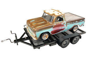 1/10 Scale Full Metal Car Hauler Trailer with LED Lights (Black)