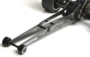 22S Ladder Wheelie Bar Set, Carbon Fiber, Extra Long, Adjustable Extra long carbon fiber wheelie bar for the Losi 22S Drag for extra stable high speed passes. 14.5" from axle to axle, and NPRC legal.