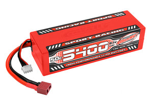 5400mAh 11.1v 3S 50C Hardcase Sport Racing LiPo Battery with Hardwired T-Plug Connector