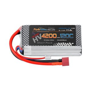 3S 11.4V 4200mAh 120C Graphene + HV LiPo Shorty Battery with T-Plug 120C Continous / 240C Brust