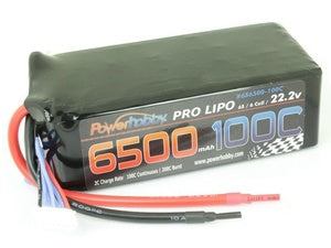 6500mAh 22.2V 6S 100C LiPo Battery (no connector)