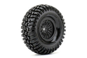 Cross 1/10 Crawler Tires Mounted on Black 1.9" Wheels, 12mm Hex (1 pair)
