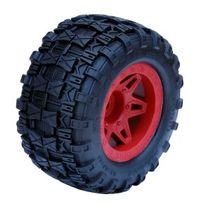 1/8 Raptor 3.8" Belted All Terrain Tires 17mm Mounted - Red