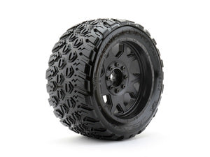 1/5 XMT King Cobra Tires Mounted on Black Claw Rims, Medium Soft, Belted, 24mm for Arrma 24mm hex fits Arrma (Kraton 8s & Outcast 8s)